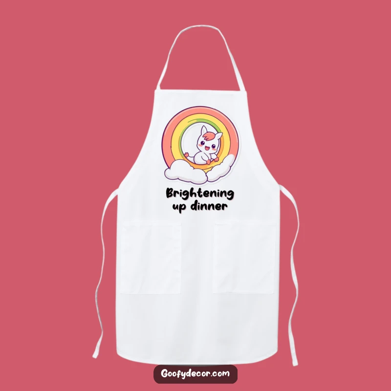 Funny Rainbow Character Sliding Apron: Cook with Color and Comedy