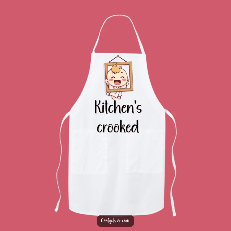 Funny Crooked Picture Apron - Hilarious Cooking & Decorating Gift