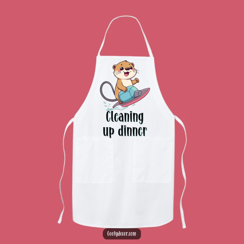 Funny Otter Surfing Apron - Vacuum Cleaning Kitchen Wear - Funny Gift