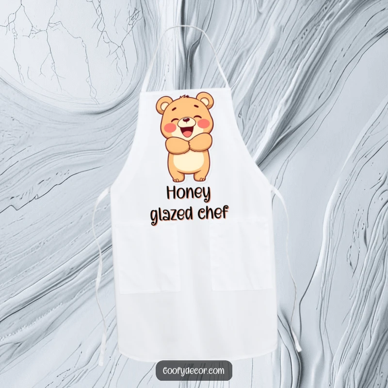 Funny Bear Hug Apron: A smiling bear enthusiastically gives a hug, ready to add warmth and charm to kitchen tasks.