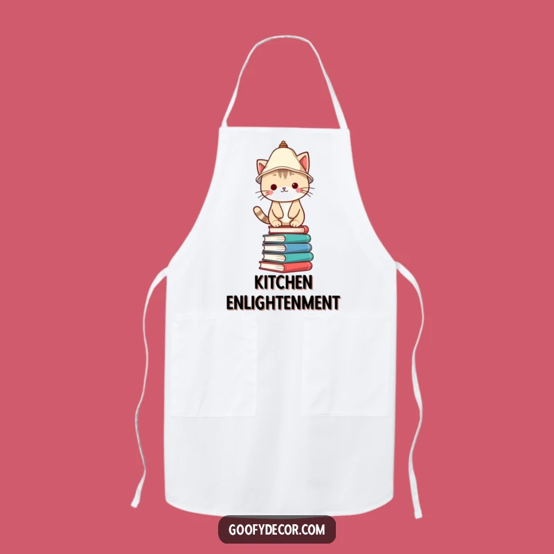 Funny Kawaii Cat Apron - Quirky Bookish Kitchen Wear - Funny Gift