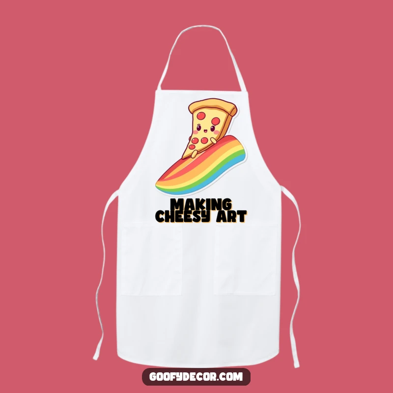 Funny Kawaii Pizza Apron: Rainbow Slide Chef's Delight