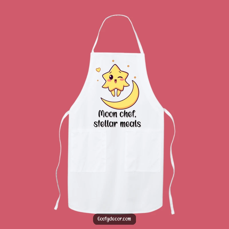 Funny Star Moon Wink Apron - Cook with Cosmic Cheer