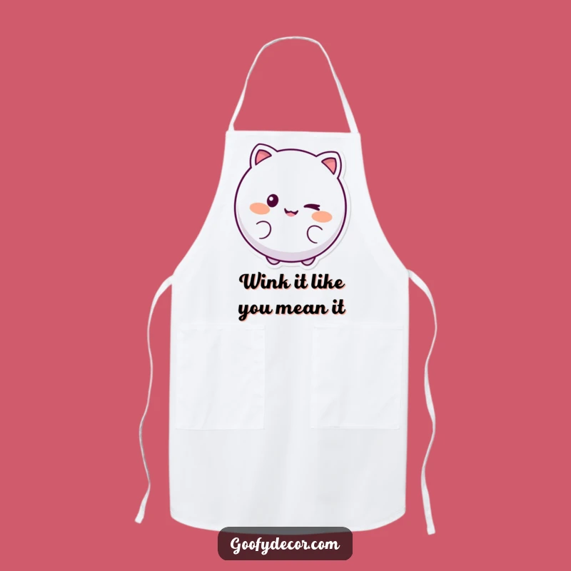Funny Winking Character Apron - Playful Smiling Kitchen Wear for Fun Cooks