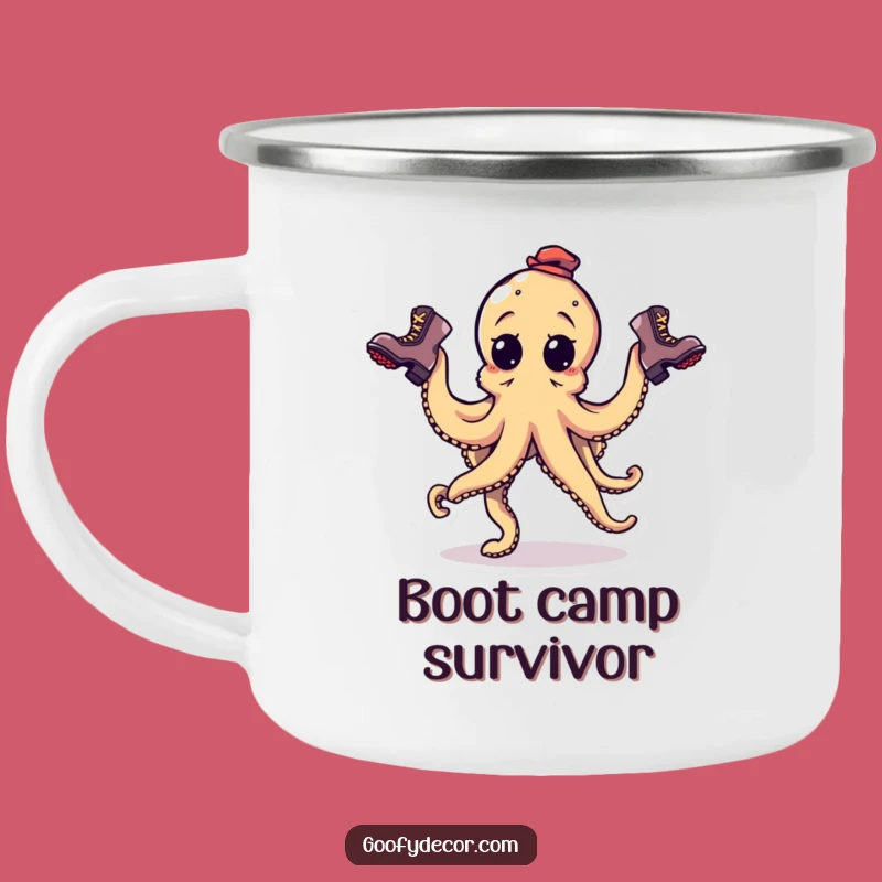 Funny Goofy Octopus Boot Juggling Camping Mug: Adventure with Quirky Fun