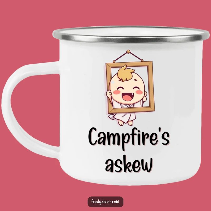 Funny Crooked Picture Camping Mug - Hilarious Outdoor Decor Gift