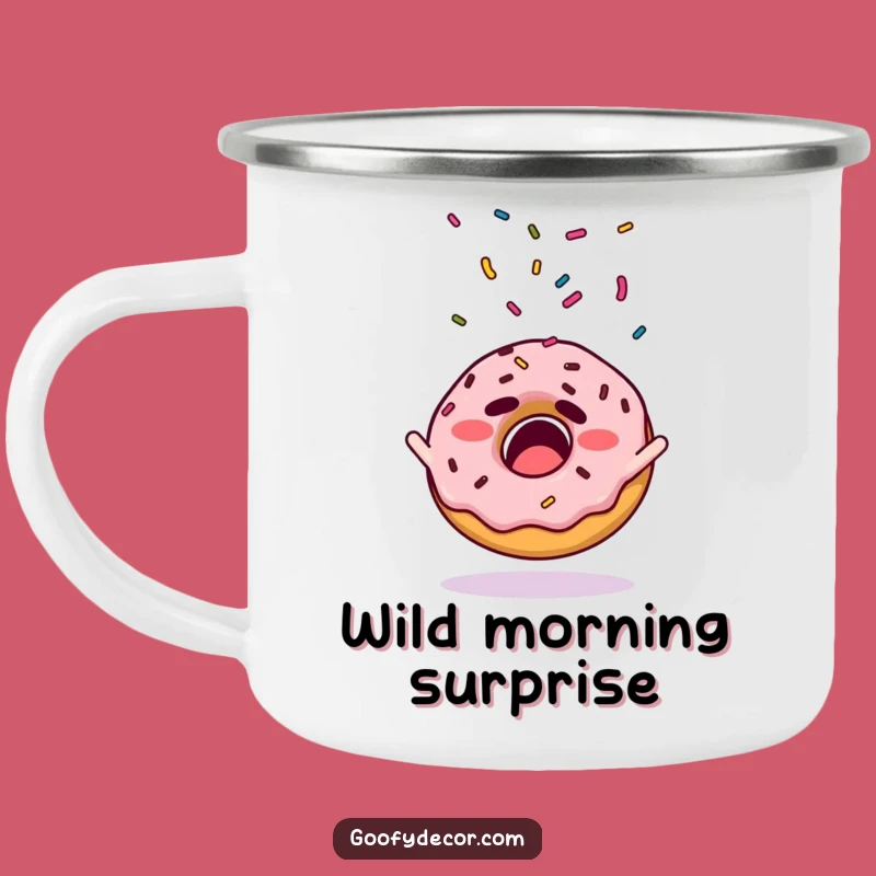 Funny Donut Sprinkle Camping Mug: Outdoor Startled Pastry Cup, Best Funny Gift