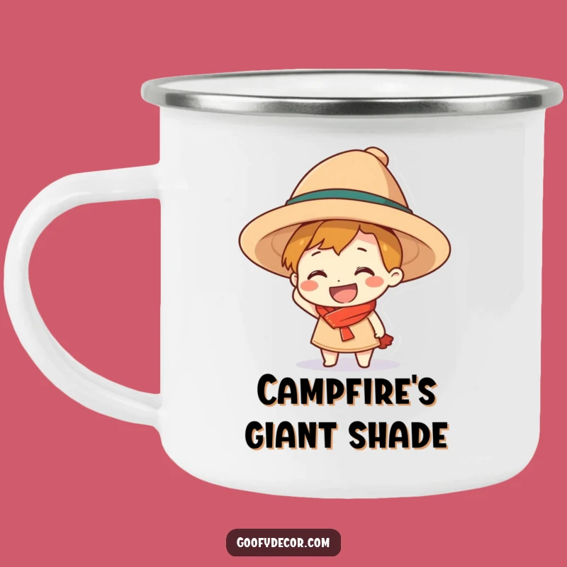 Funny Grinning Character Hat Camping Mug - Adventure Ready Humor for Campers