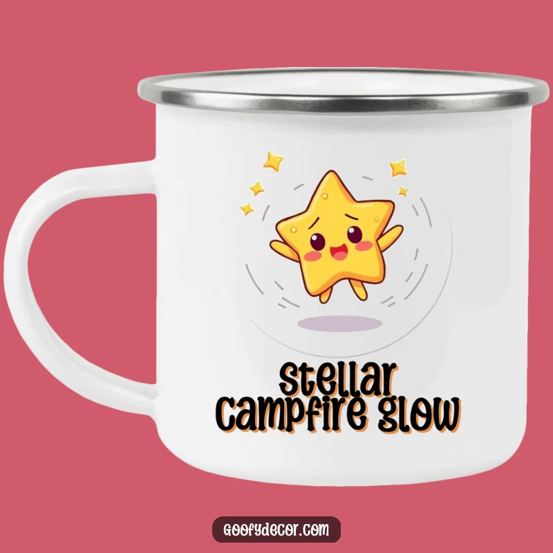 Funny Startled Star Enamel Camping Mug - Cosmic Sips On The Go