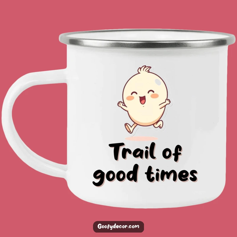 Funny Skipping Character Camping Mug: Enjoy Coffee with Cheerful Energy