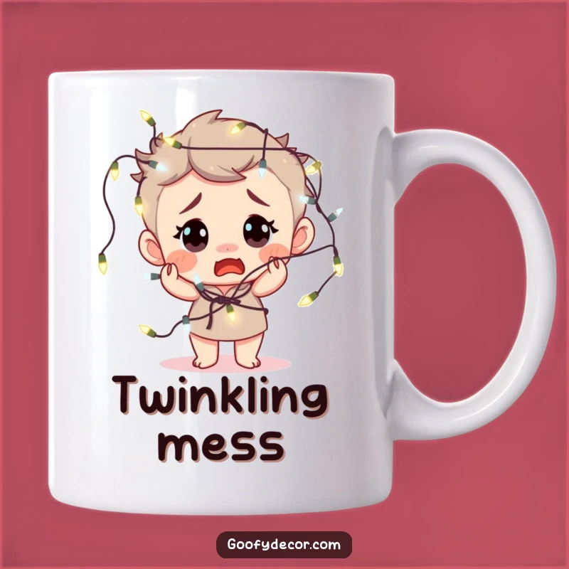 Funny Fairy Lights Mug - Bewildered Character's Tangle Gift