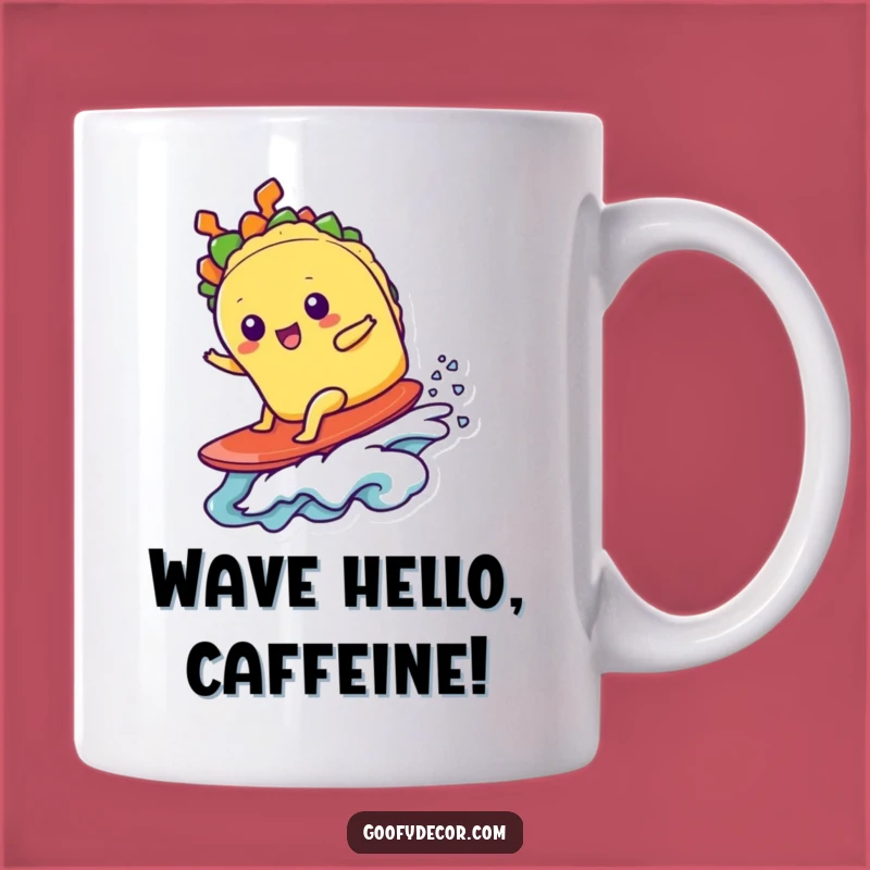 Funny Kawaii Taco Surfer Ceramic Mug - Hilarious Beach Gift for Taco Lovers