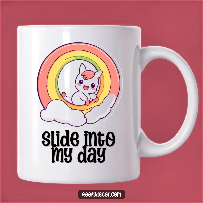 Funny Rainbow Character Sliding Mug: Inject Fun into Your Day