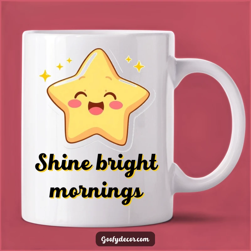 Funny Star Mug: Cheerful Winking Character with Twinkling Rays