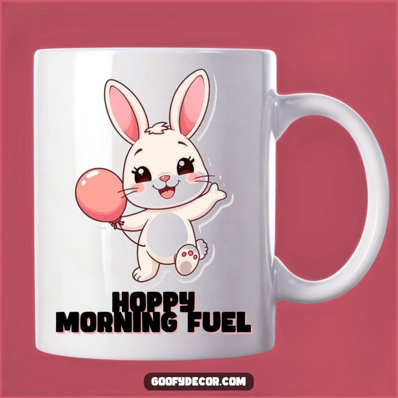 Funny Bunny Balloon Mug: Happy Hopper with a Balloon, Perfect Funny Gift!