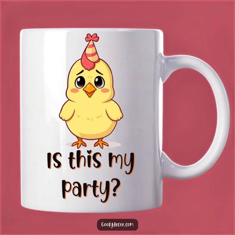 Funny Rubber Chicken Party Hat Mug: Hilarious Confused Poultry Gift for Any Occasion