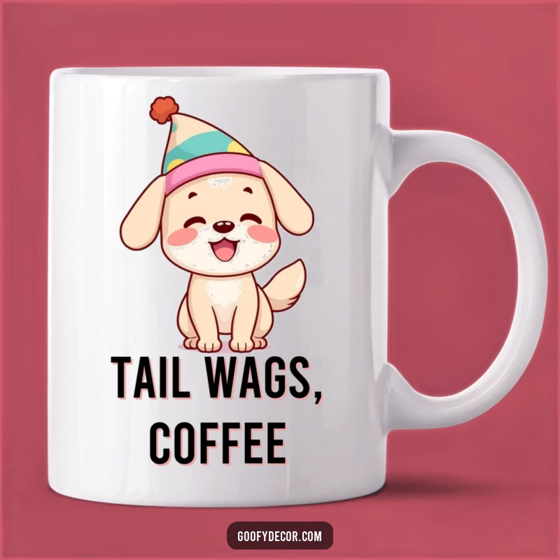 Funny Dog Mug: Happy Tail-Wagger in a Silly Hat, Perfect Funny Gift!