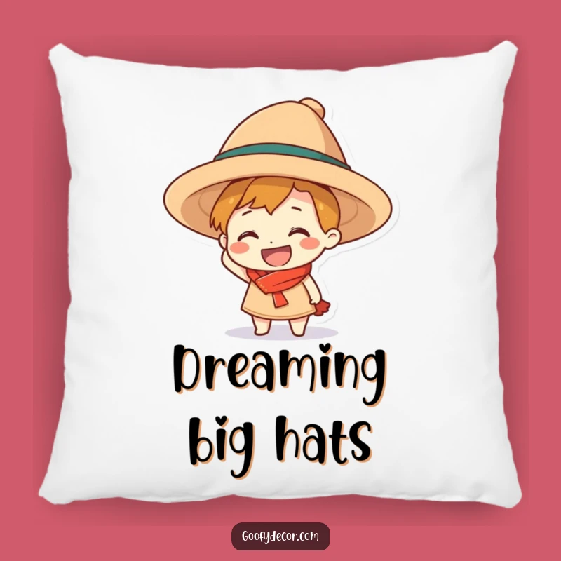 Funny Grinning Character Hat Pillow - Comfy Decor for the Cheerfully Bold