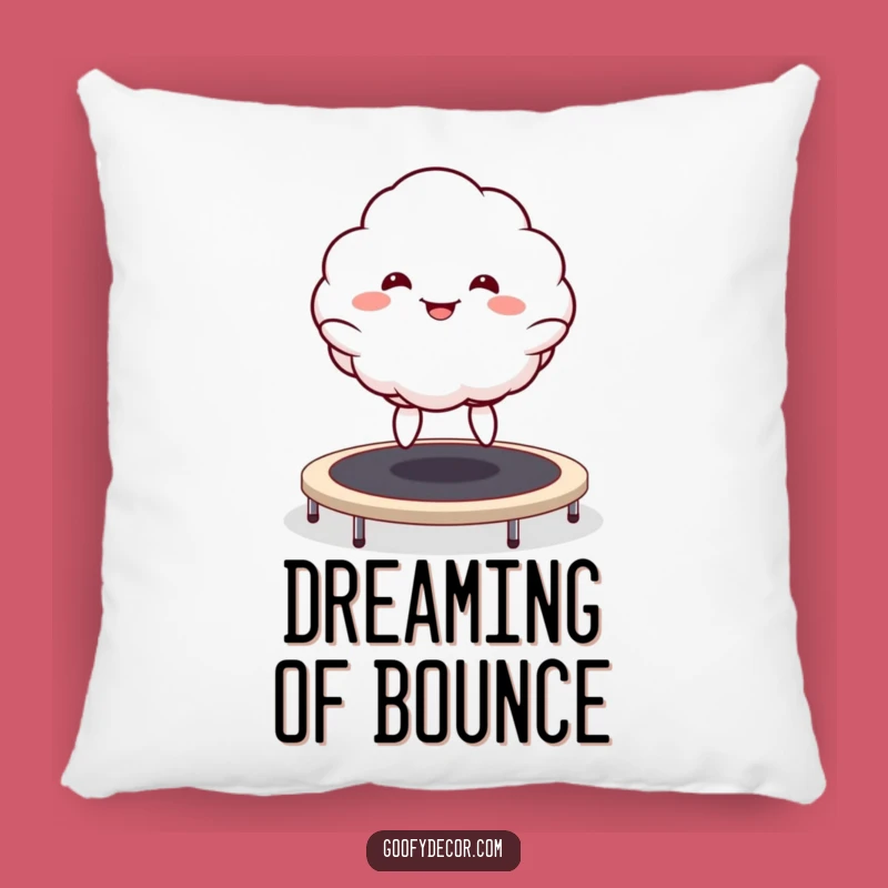 Funny Kawaii Cloud Trampoline Pillow: Goofy Grin Cushion for Cozy Fun
