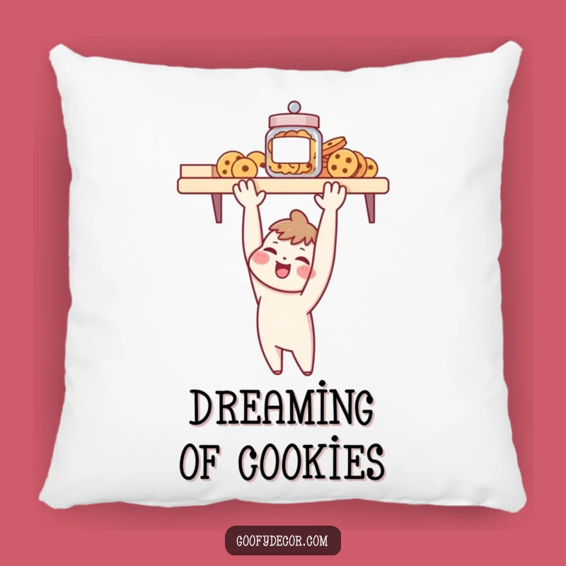 Funny Pillow: Cheerful Character Reaching Cookies, Comfy & Humorous Accent Gift