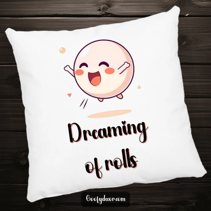 Funny Kawaii Bouncing Ball Pillow featuring a happy kawaii ball character tumbling through the air with delight, designed for comfort and fun.