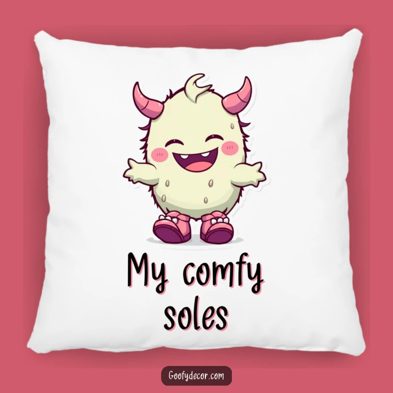 Funny Kawaii Monster Pillow: Soft Giggles and Mismatched Shoe Comfort