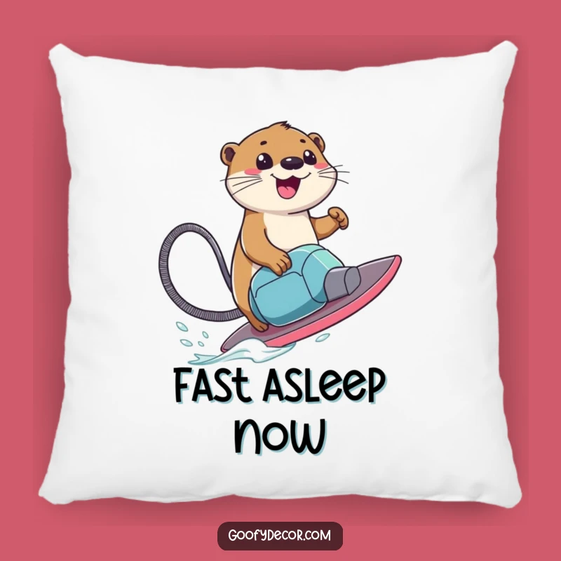 Funny Otter Surfing Pillow - Cozy Vacuum Rider Comfort - Funny Gift