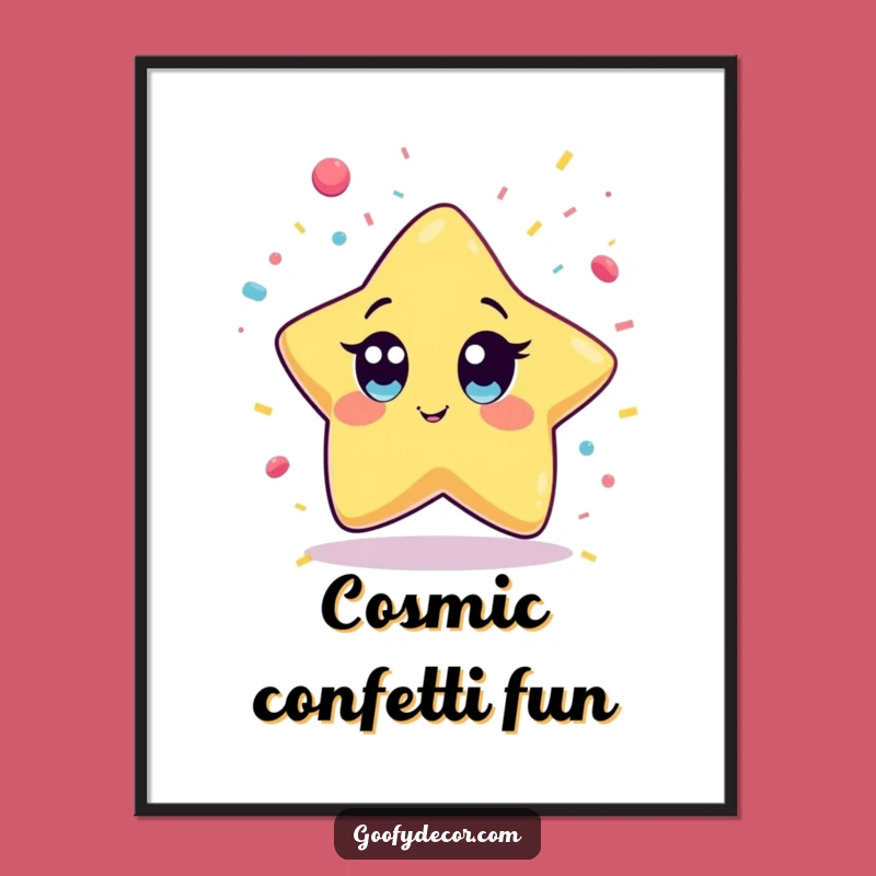 Funny Kawaii Star Confetti Digital Art: Wide-Eyed Star Print for Instant Joy