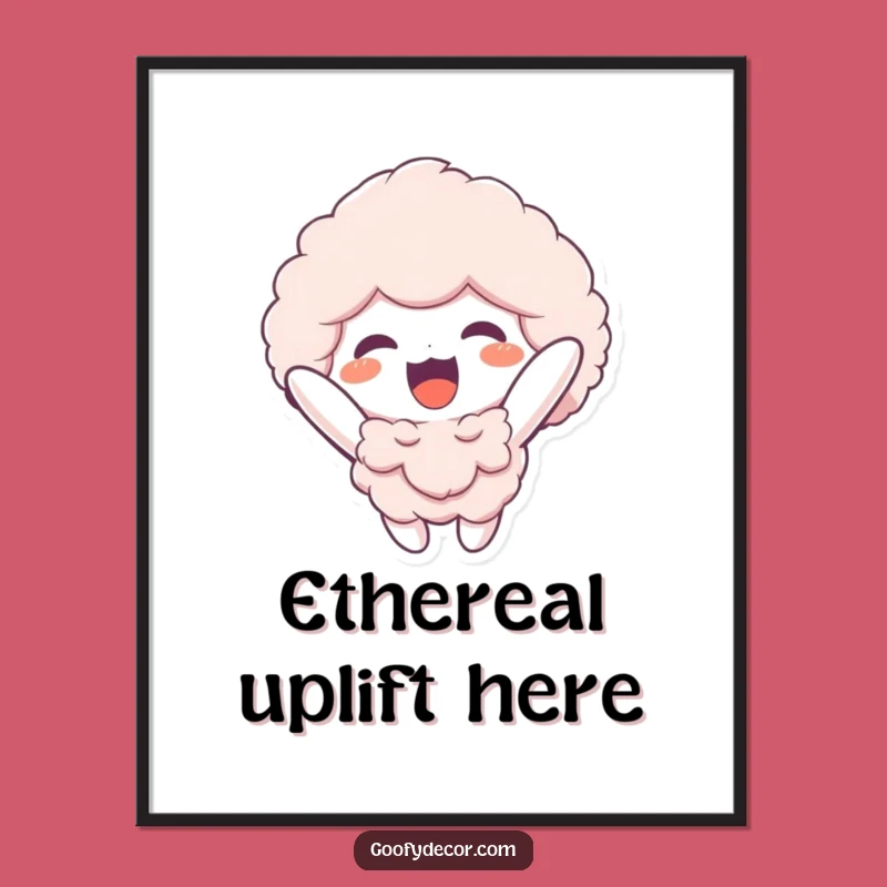 Funny Fluffy Floater Digital Print: Instant Uplifting Art for Walls