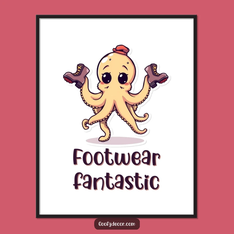 Funny Goofy Octopus Boot Juggling Digital Art: Instant Quirky Decor