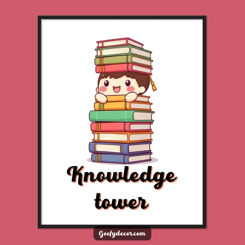 Funny Happy Character Book Digital Art - Instant Literary Charm for Walls