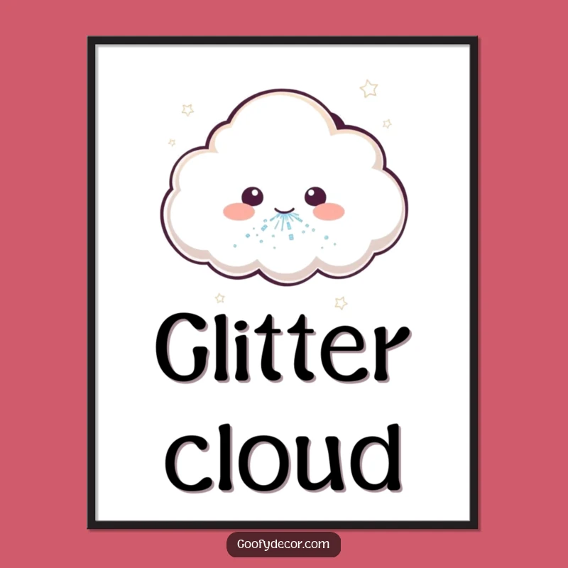 Funny Kawaii Cloud Art Print: Glitter Sneeze Magical Decor
