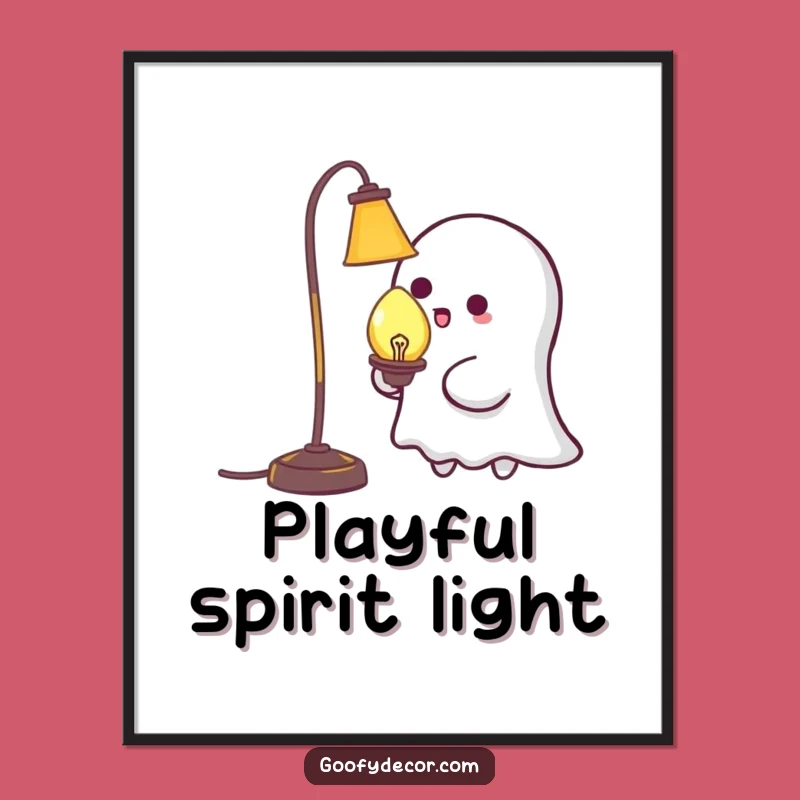Funny Kawaii Ghost Tickling Lamp Digital Print: Instant Charm for Your Walls