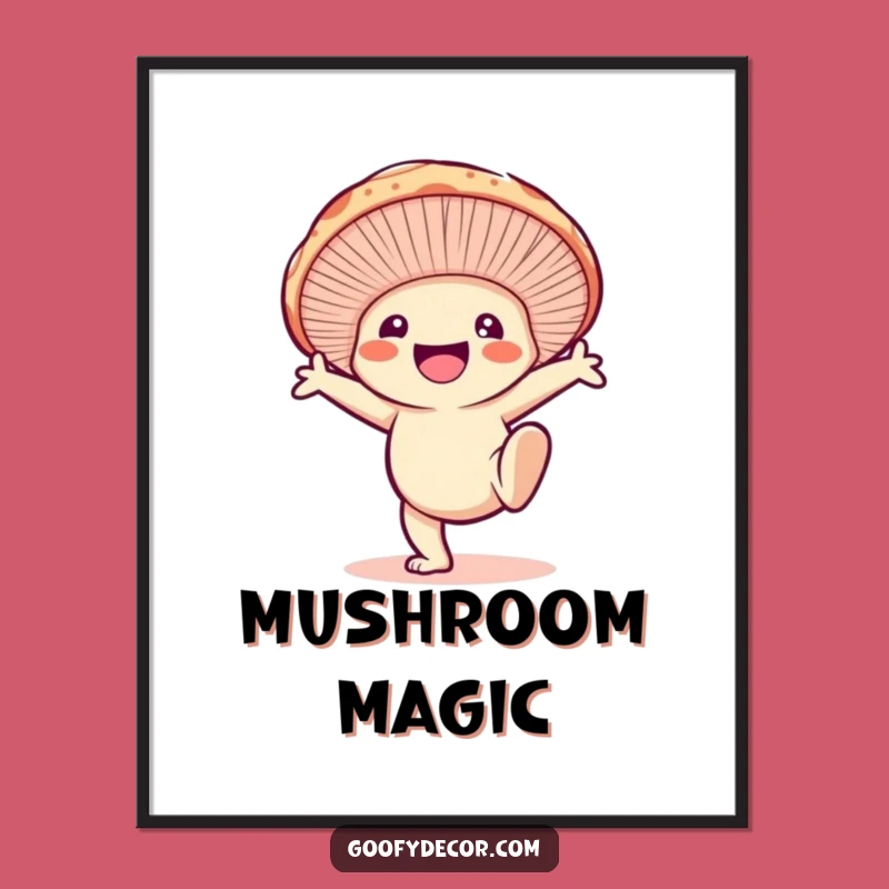 Funny Mushroom Cartwheel Digital Print: Instant Energy, Whimsical Art Funny Gift