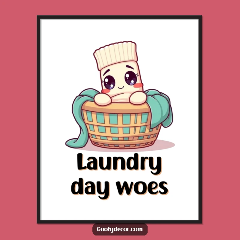 Funny Sock Laundry Day Digital Art: Hilarious Cartoon Sock Wall Decor Gift
