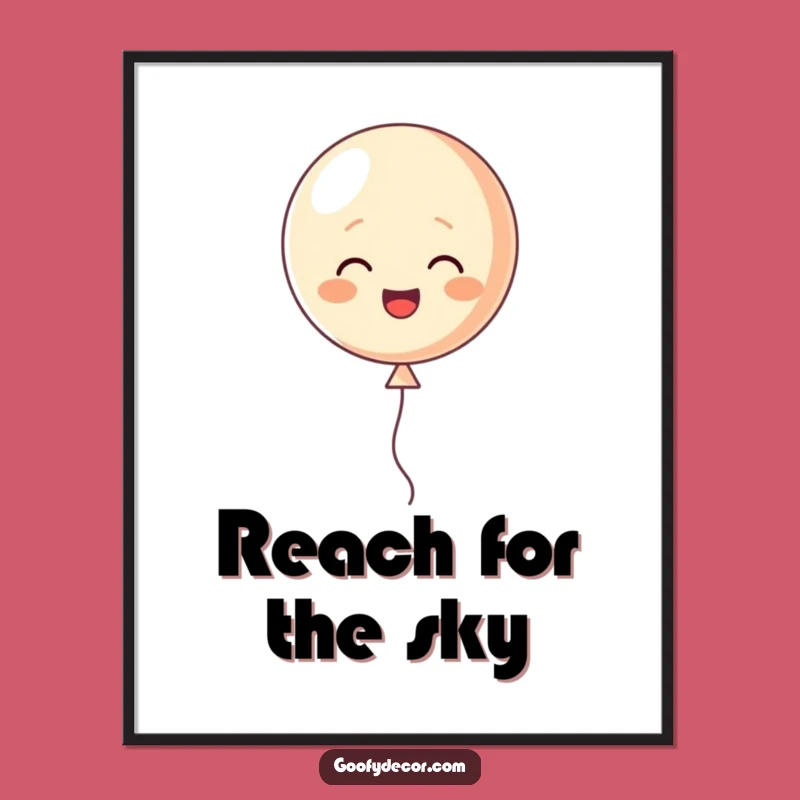 Funny Uplifting Digital Art: Balloon Character Floating Design, Instant Funny Gift for Walls