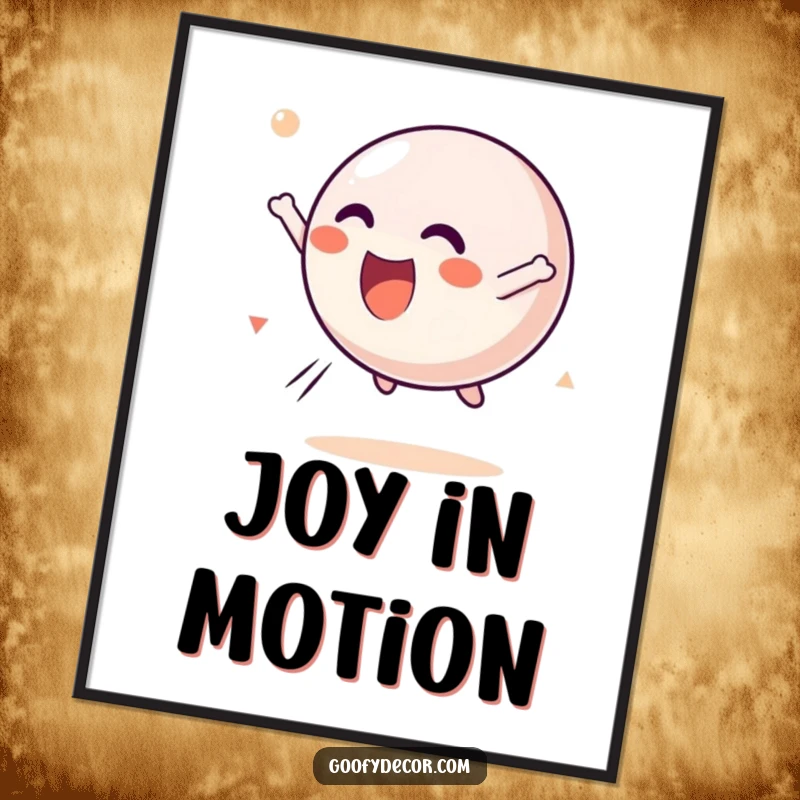 Funny Kawaii Bouncing Ball Digital Art Print of a happy kawaii ball character tumbling through the air with pure delight, capturing energetic fun.