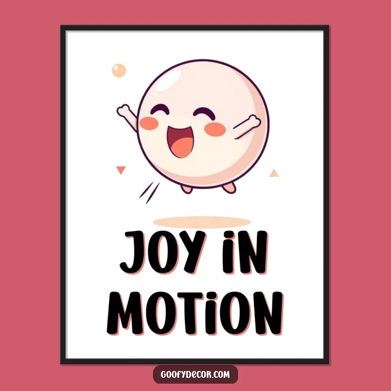 Funny Kawaii Bouncing Ball Digital Art: Tumbling Print for Instant Joy