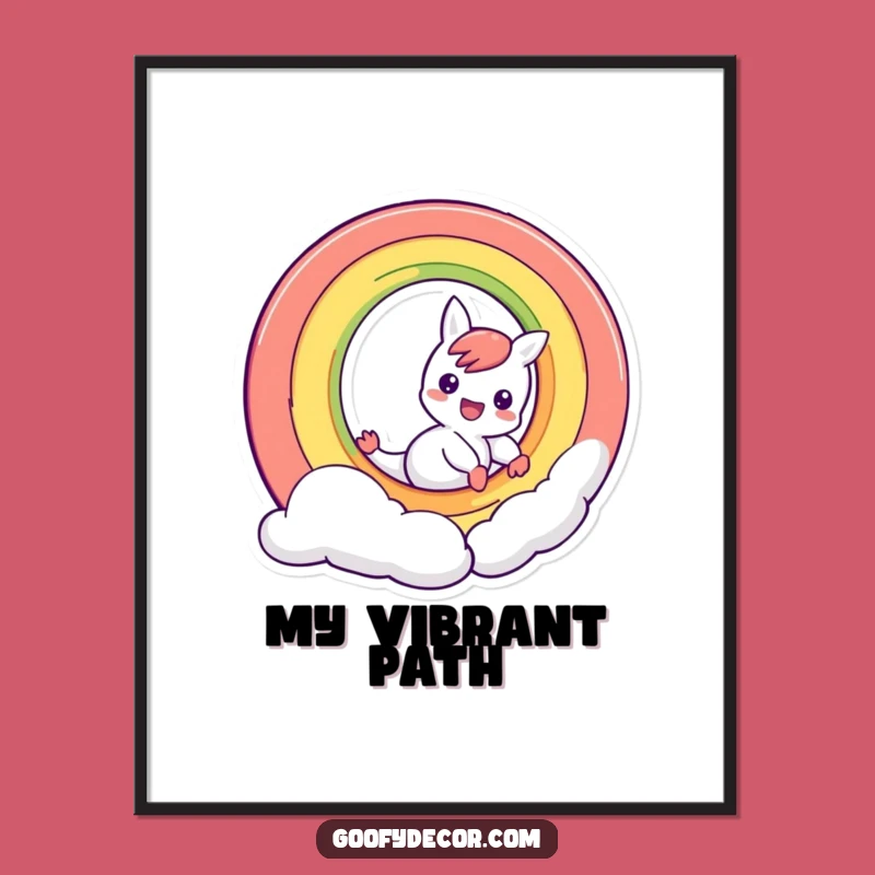 Funny Rainbow Character Sliding Digital Art: Instant Colorful Decor