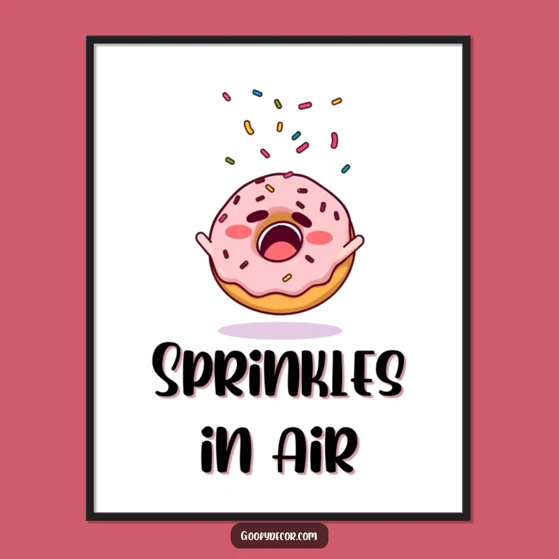 Funny Donut Sprinkle Digital Art Print: Instant Startled Pastry Decor, Amazing Funny Gift