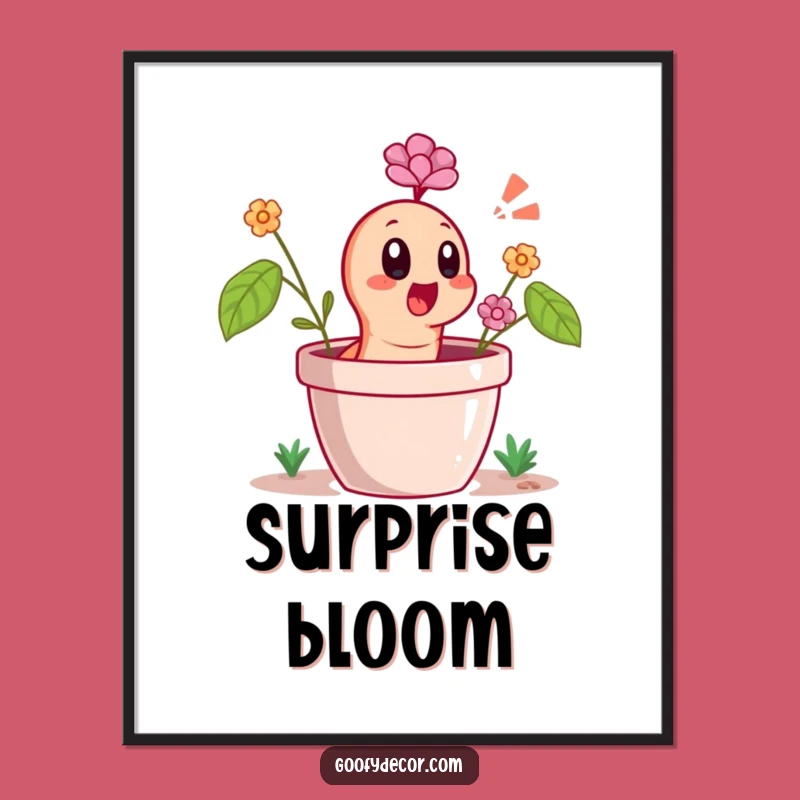 Funny Worm Digital Art - Flower Pot Surprise Decor - Funny Gift