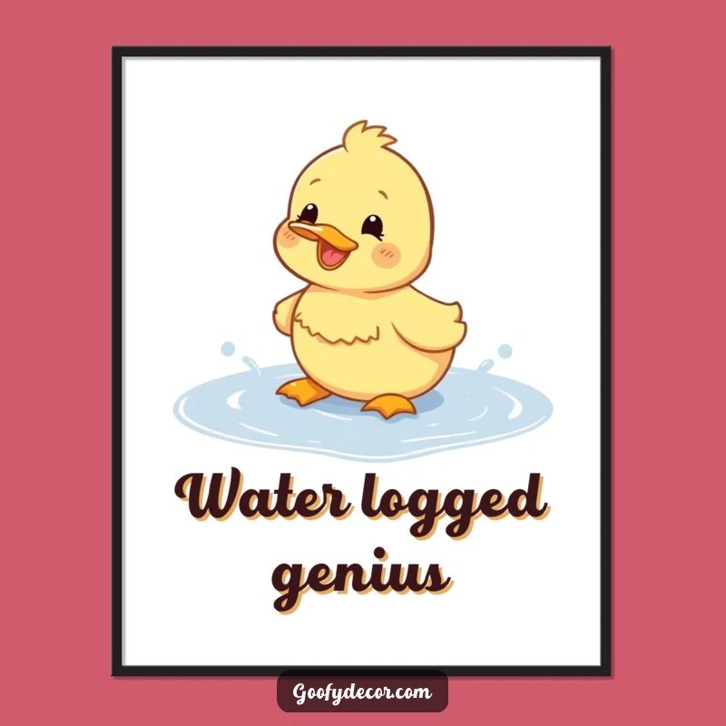 Funny Duckling Splashing Digital Art: Instant Cheer for Your Walls - Gift