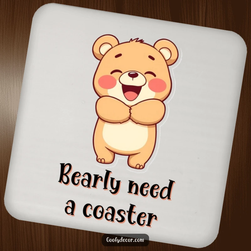 Funny Bear Hug Coasters: Smiling bears enthusiastically give hugs, offering stylish protection for tables with warmth.