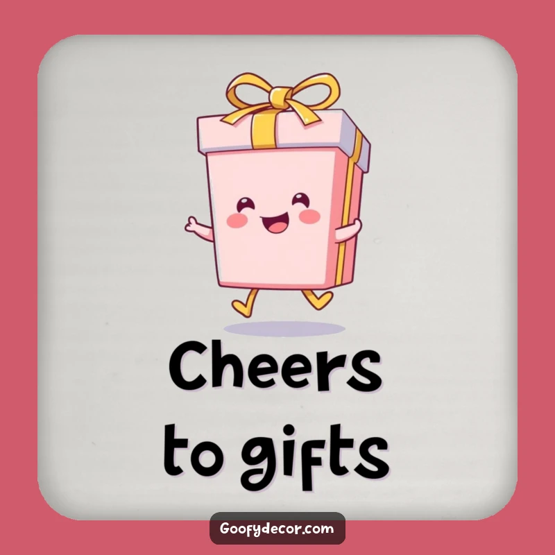 Funny Kawaii Gift Box Skip Drink Coaster: Protect Surfaces with Joy - Perfect Funny Gift!