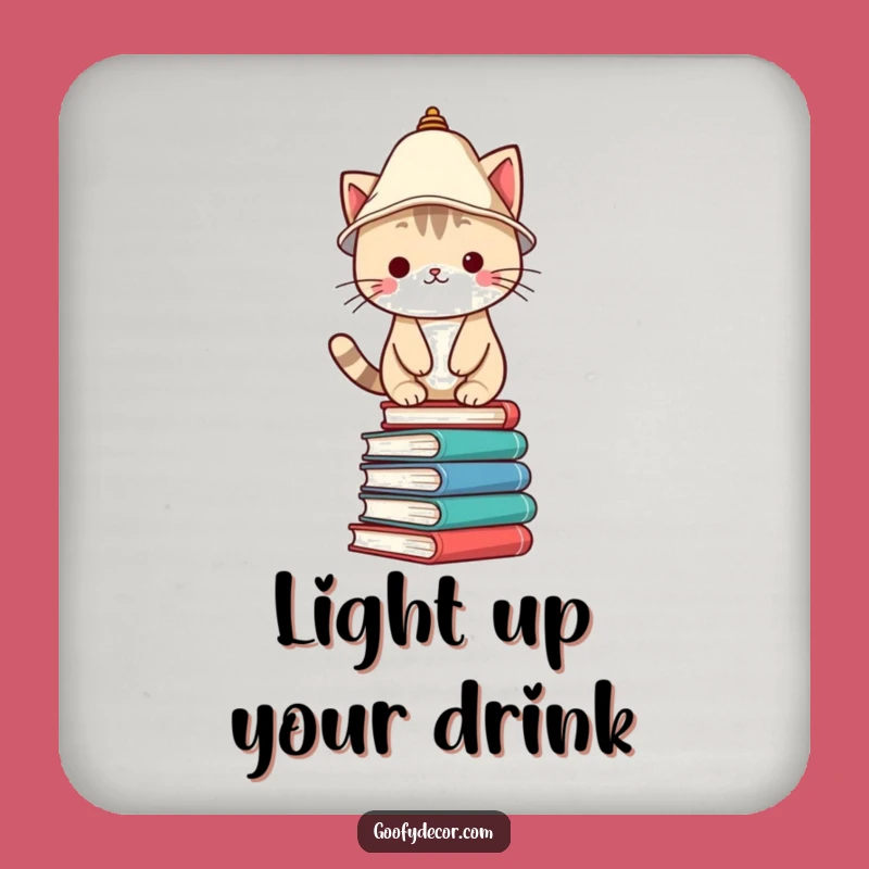 Funny Kawaii Cat Drink Coaster - Bookish Charm Protector - Gift