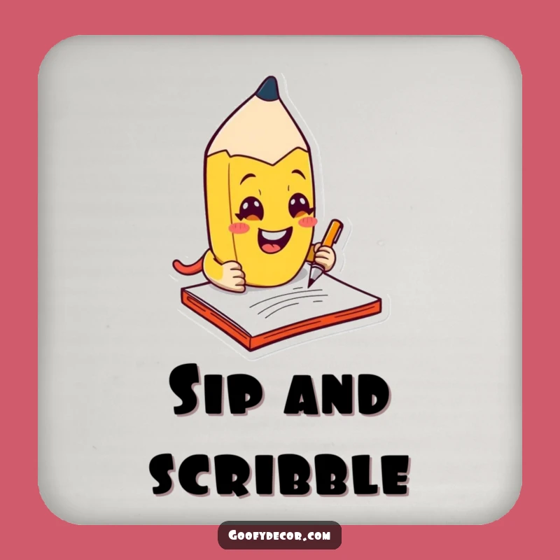 Funny Kawaii Pencil Scribble Drink Coaster: Protect Surfaces Creatively - Perfect Funny Gift!