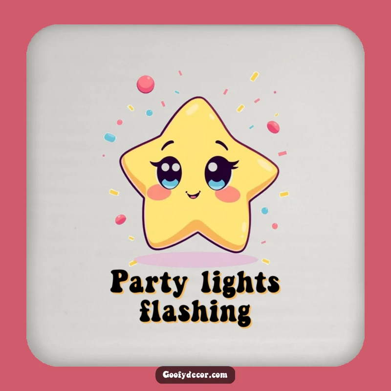 Funny Kawaii Star Confetti Drink Coaster: Wide-Eyed Star Party Accessory