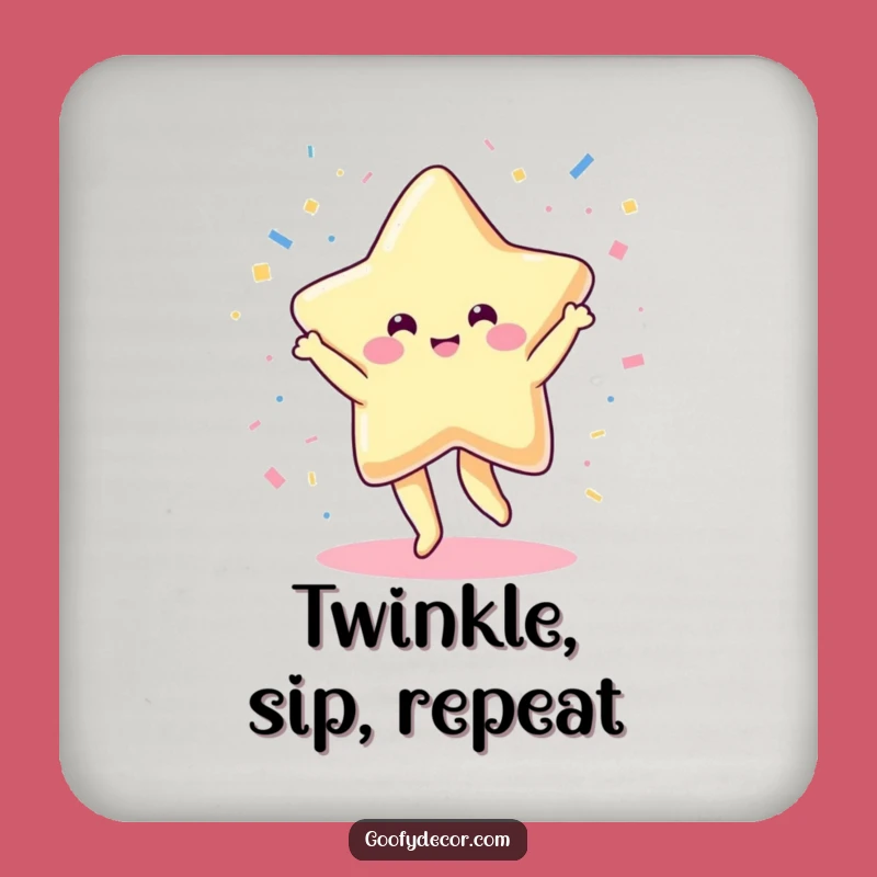 Funny Kawaii Star Coaster: Dancing Confetti Drink Protection