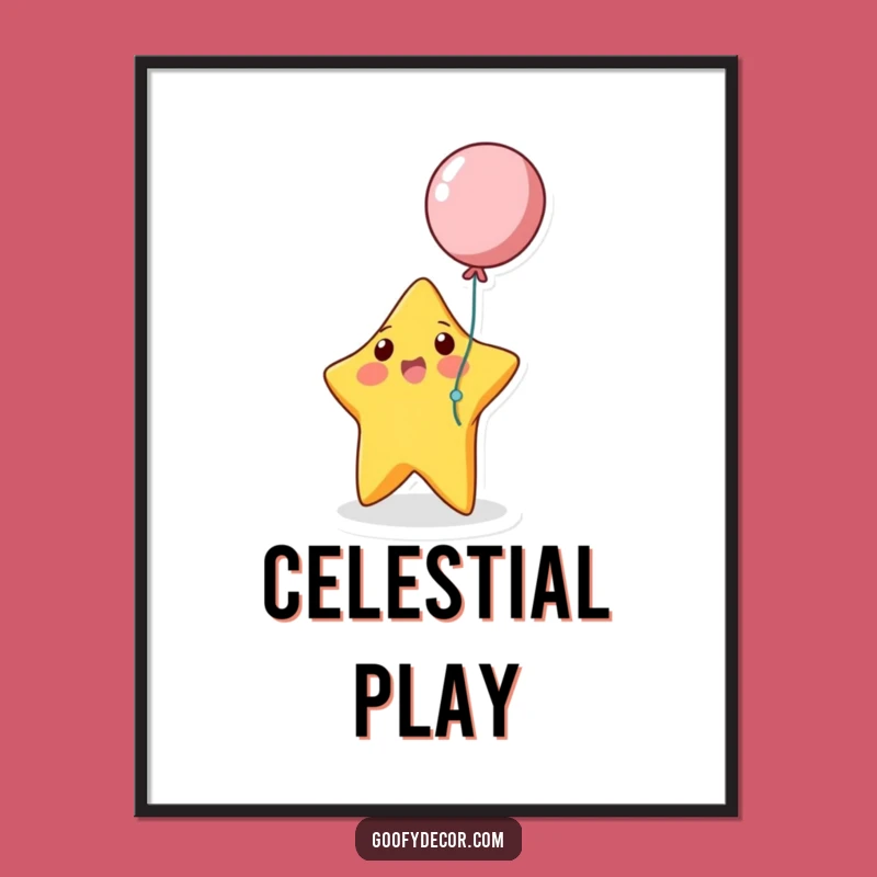 Funny Bouncing Star Poster: Whimsical Art, Cheerful Decor