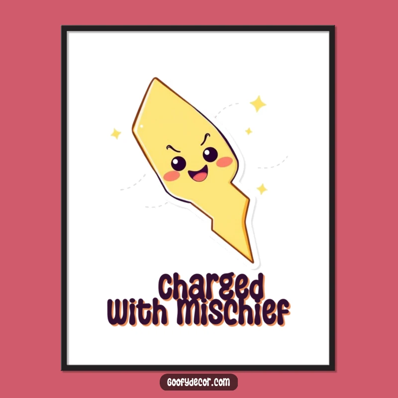 Funny Lightning Bolt Poster: Playful Character Bringing Mischievous Energy to Walls